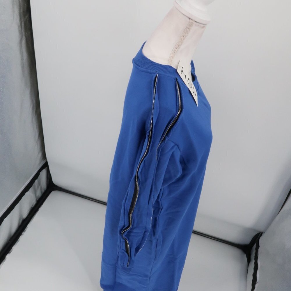 Tov Holy Blue Sweatshirt Dress w Zipper Detail Size 42-Oversized Large  NWT - Picture 10 of 16